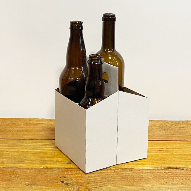 4 Pack Cardboard Carrier - Plain White - Fits most Beer Bottles & Bordeaux Wine Bottles 1