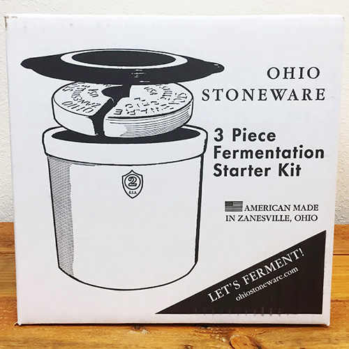 Starter Stoneware Crock Set - 2 Gallon - with lid and weights 2