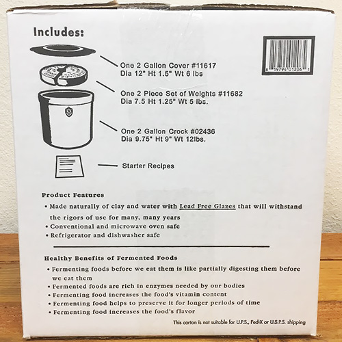 Starter Stoneware Crock Set - 2 Gallon - with lid and weights 3