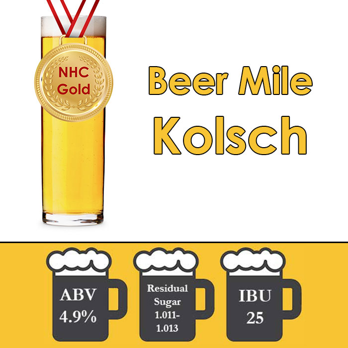 Beer Mile Kolsch - Gold Medal Winner 2024 NHC - All Grain Beer Kit - 5 Gal