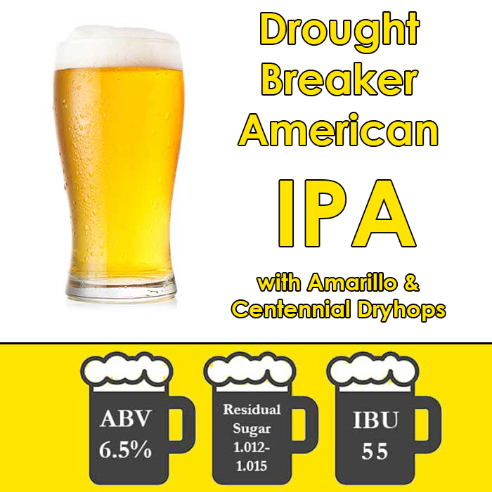 Drought Breaker with Centennial & Amarillo - American  IPA - Partial Mash Extract Beer Kit - 5 Gal