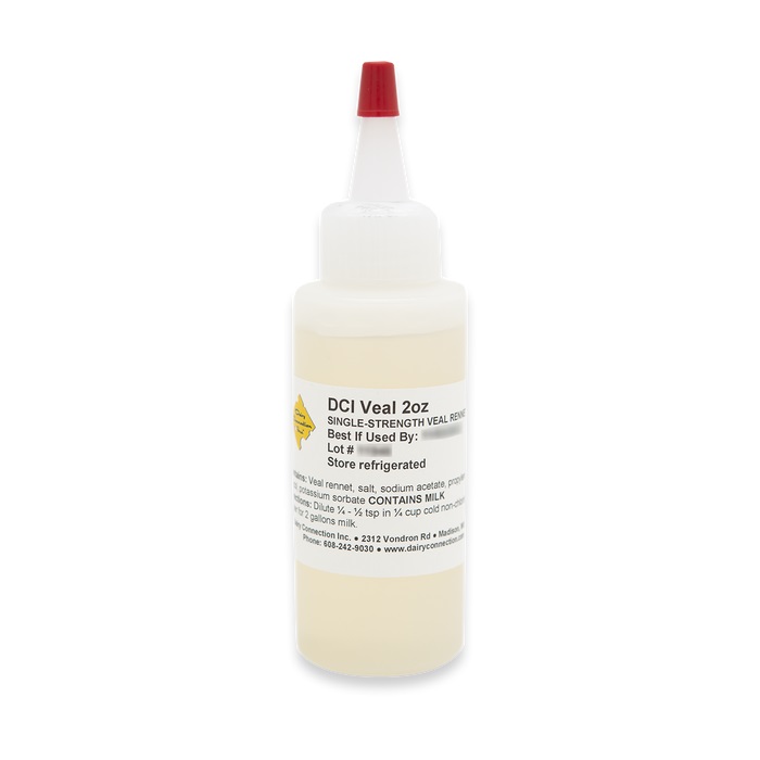 Calf Rennet - Liquid 2 oz. - Treats 50-100 Gallons Milk - 300 IMCU/ml