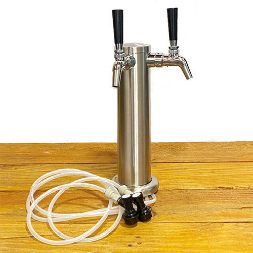 Double Faucet Draft Beer Tower - Stainless Steel Tower and Faucets