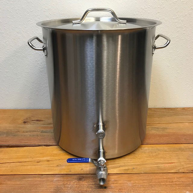 Heavy Duty Kettle - 40 qt - 10 gallon - Stainless Steel with Two Welded Ports & One Ball Valve
