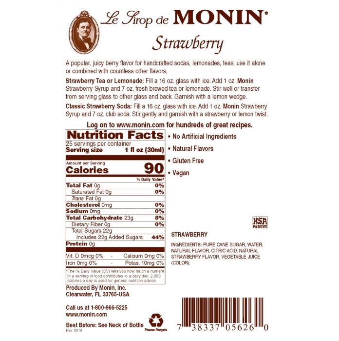 CLOSEOUT - Monin Syrup - Strawberry Flavor - 750 ml 1