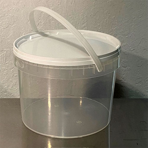 Bucket for Olives - Clear Plastic with Lid - 4 liters - 1.05 gallons