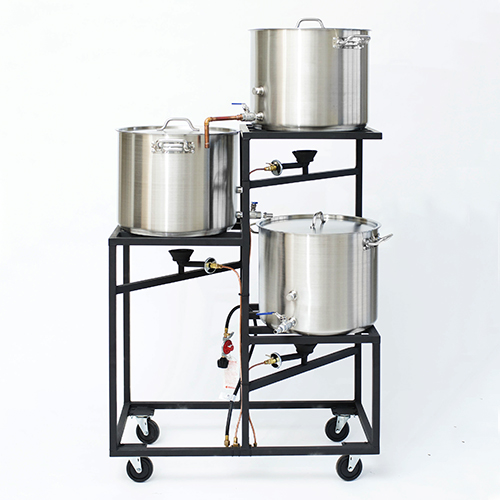 DISCONTINUED - Professional Three Tier All Grain Brewery Rack (10 gal or 5 gal) with Plumbing and Burners - KETTLES SOLD SEPARATELY 1