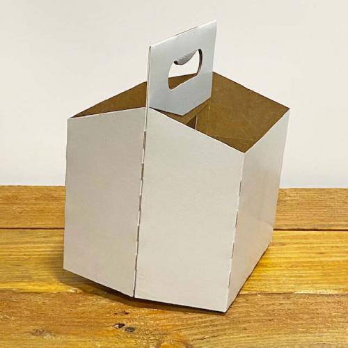 4 Pack Cardboard Carrier - Plain White - Fits most Beer Bottles & Bordeaux Wine Bottles