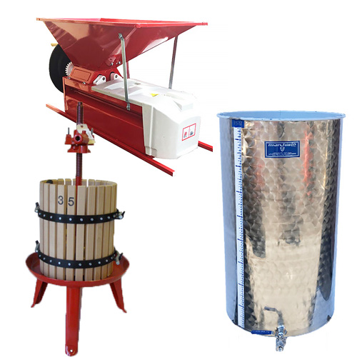 UNAVAILABLE WITH UNKNOWN ETA - Complete Home Winery - Crusher Destemmer - Wine Press - Storage Tank