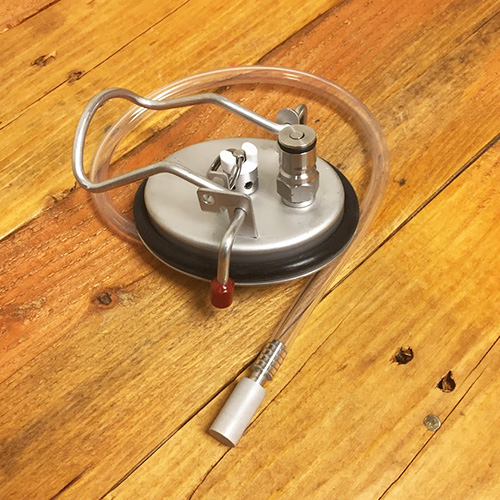 Corny Keg Lid Fitted with Carbonation Stone to Force Carbonate Beer