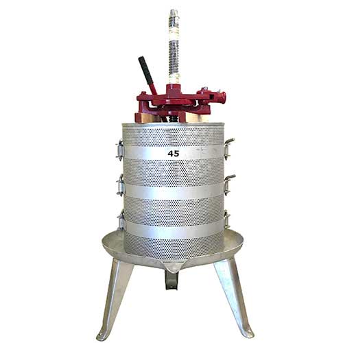 #45 Ratchet Wine Press - 25 Gallon - Stainless Base and Cage