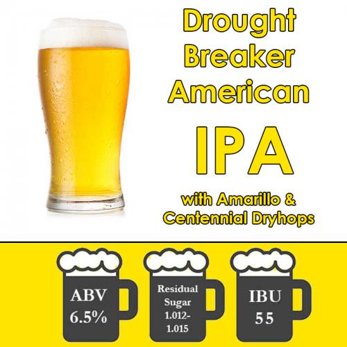 Drought Breaker with Centennial & Amarillo - American  IPA - Partial Mash Extract Beer Kit - 5 Gal