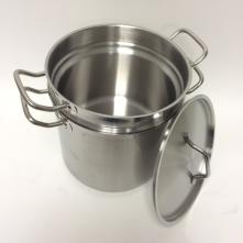 Double Boiler - 12 quart outer kettle, 10 quart inner - Stainless steel, induction ready, with cover
