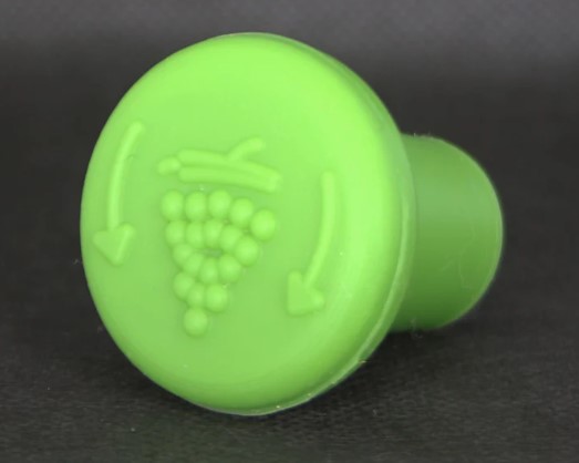 Wine Bottle Stopper - Green solid color - Silicone with Hand Hold
