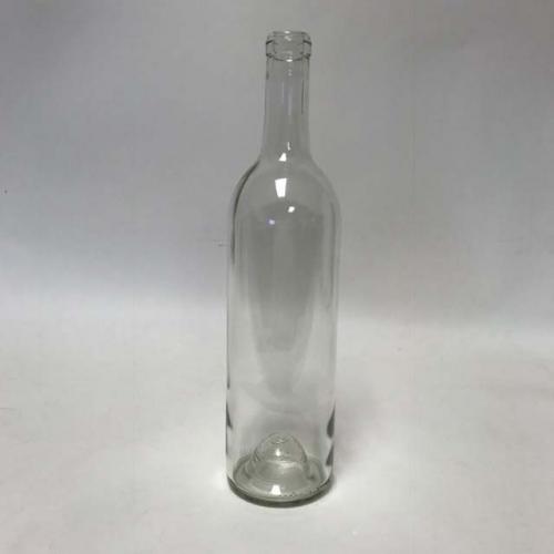 750 mL Clear Flint Bordeaux Wine Bottles, Push-Up - Case of 12