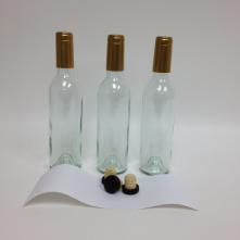 375 mL Clear Flint Claret Bottles, 3 Pack with Corks and Labels
