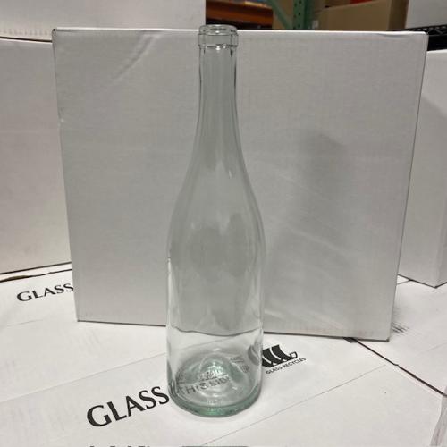 750 mL Clear Flint Burgundy Wine Bottles, Push-Up, Standard Neck, Case of 12