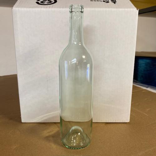 750 mL Bordeaux Bottles - Clear Flint with Pale Green Tint - Standard Cork Finish - Push-Up - Case of 12
