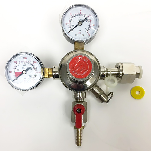 Regulator - CO2 Double Gauge 0-60 psi w/ 1/4 Shutoff and Check Valve | The Beverage People