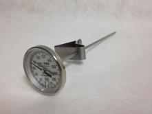 CLOSEOUT - Thermometer, 1 3/4 Dial top, 8 Stem w/Pan Clip, Stainless, 0-220F.