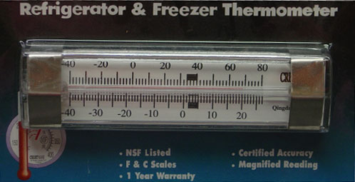 CLOSEOUT - REFRIGERATOR/FREEZER THERMOMETER (40-80F)