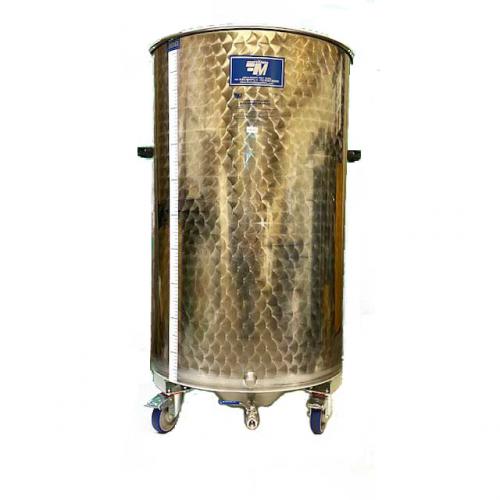 Marchisio Variable Capacity Stainless Dish Bottom Tank on Wheels - 79 gallon - 300 L - Two 1/2