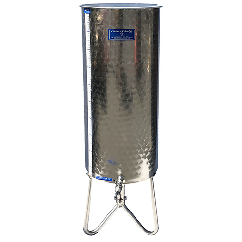 Marchisio Variable Capacity Stainless Tank - TALL BODY - 26 gallons - 100 liters - 1/2 in. Port and Valve - TankToppr™ Airlock Riser