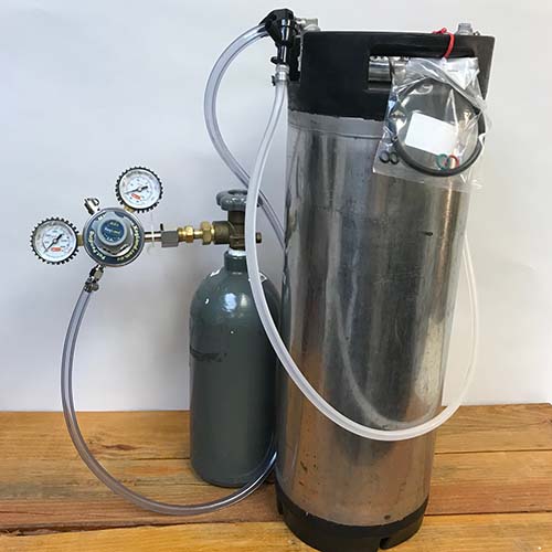 UNAVAILABLE WITH UNKNOWN ETA (NO REGULATORS) - 5 Gallon Used Wine Keg System with Used Ball Lock Syrup Keg and Nitrogen Tank